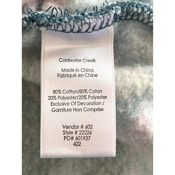 Coldwater Creek Teal Floral Sweatshirt Side Pockets Ladies Size XL - Picture 8 of 14